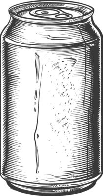 blank Drink can canned drink with engraving sketch style black color only