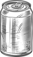 blank Drink can canned drink with engraving sketch style black color only vector