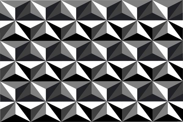 seamless geometric polygon pattern. Black and white mosaic repeatable background. Decorative triangle monochrome 3d texture