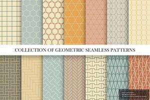 Collection of seamless colorful ornamental geometric patterns. Trendy oriental vintage backgrounds. Grid textures. You can find endless design in swatches panel vector