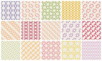 Collection of bright decorative seamless geometric fabric patterns. Textile color endless textures. Abstract bright cloth repeatable backgrounds. Symmetry unusual prints vector