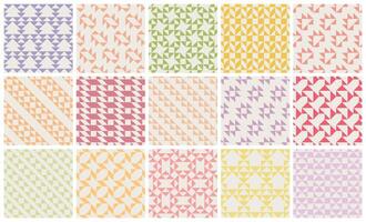 Collection of bright decorative seamless geometric fabric patterns. Textile color endless textures. Abstract bright cloth repeatable backgrounds. Symmetry unusual prints vector