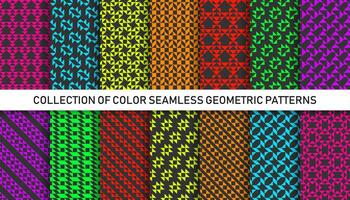 Collection of decorative seamless geometric patterns. Fabric bright textures. Abstract repeatable backgrounds vector