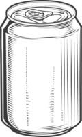 blank Drink can canned drink with engraving sketch style black color only vector