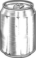 blank Drink can canned drink with engraving sketch style black color only vector