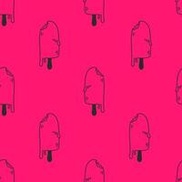 Melting Ice Cream Pink Seamless Pattern in Doodle style vector