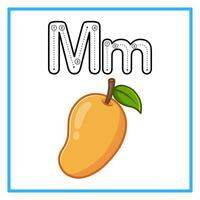 tracing alphabet fresh mango illustration vector