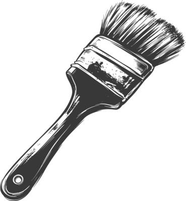 brush for painting with engraving sketch style black color only