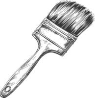 brush for painting walls with engraving sketch style black color only vector