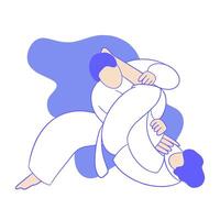 two people fighting karate vector