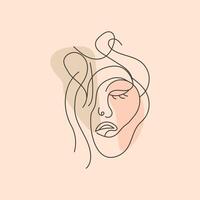 Line drawing captures the subtle details of a woman's face, from the curve of her lips to the arch of her eyebrows vector