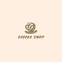 Coffeeshop Logo, Text with Coffee Cup and Swirling Steam, logo template vector