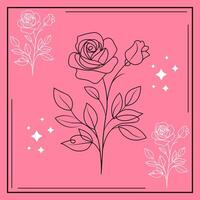 Elegant Rose Flower Symbolizing Love Line Art Outline Minimal Design Soft Petals Illustration vector