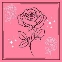 Elegant Rose Flower Symbolizing Love Line Art Outline Minimal Design Soft Petals Illustration vector