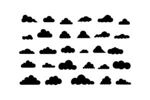 Collection of Black Cloud Silhouettes vector