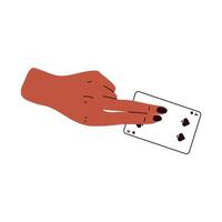 Hands holding playing cards . Gambling, betting, casino and poker concept. vector