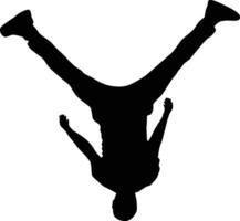 People break dancing silhouette illustration. People posing street dance hip hop in black color. vector