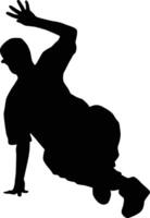 People break dancing silhouette illustration. People posing street dance hip hop in black color. vector