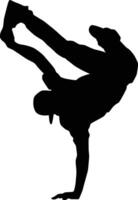 People break dancing silhouette illustration. People posing street dance hip hop in black color. vector