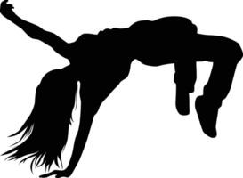 People break dancing silhouette illustration. People posing street dance hip hop in black color. vector