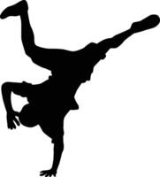 People break dancing silhouette illustration. People posing street dance hip hop in black color. vector