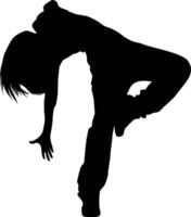 People break dancing silhouette illustration. People posing street dance hip hop in black color. vector