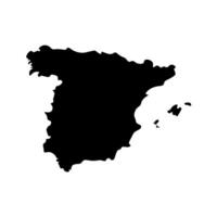 isolated simplified illustration icon with black silhouette of Spain map. White background vector