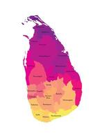 aislado ilustración de simplificado administrativo mapa de sri lanka. fronteras y nombres de el regiones. multi de colores siluetas vector