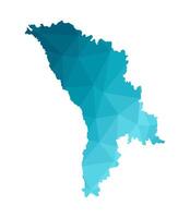 illustration with simplified blue silhouette of Moldova map. Polygonal triangular style. White background. vector