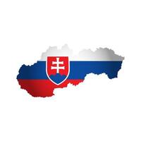 aislado ilustración con nacional bandera con forma de Eslovaquia mapa simplificado. volumen sombra en el mapa. blanco antecedentes vector