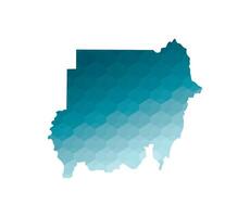 isolated illustration icon with simplified blue silhouette of Sudan, state including disputed territories map. Polygonal geometric style. White background. vector