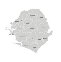 isolated illustration of simplified administrative map of Sierra Leone. Borders and names of the districts, regions. Grey silhouettes. White outline vector