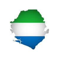 aislado ilustración con nacional bandera con forma de sierra leona mapa simplificado. volumen sombra en el mapa. blanco antecedentes vector