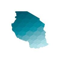 aislado ilustración icono con simplificado azul silueta de Tanzania mapa. poligonal geométrico estilo. blanco antecedentes. vector