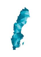 aislado ilustración icono con simplificado azul silueta de Suecia mapa. poligonal geométrico estilo, triangular formas blanco antecedentes. vector