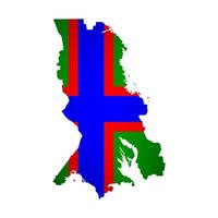 isolated illustration with unofficial Karelia Ludic ethnicity flag, russian region. Volume shadow on the map. White background vector