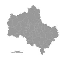 isolated simplified illustration with gray shape of Moscow oblast with capital Moscow map, federal subjects. Map with administrative division. White background vector