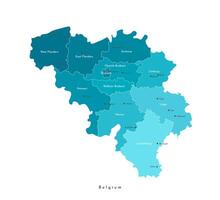 modern illustration. Simplified geographical map of Belgium and nearest countries. White background. Names of belgian cities and provinces. vector