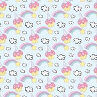 Fluffy Unicorn Seamless Pattern Design vector