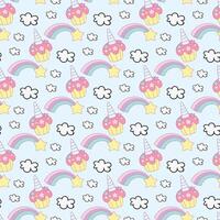 Fluffy Unicorn Seamless Pattern Design vector