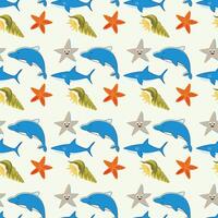 Finding Sea Animals Seamless Pattern Design vector