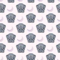 Baby Elephants with moon Seamless Pattern Design vector