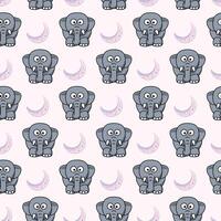 Baby Elephants with moon Seamless Pattern Design vector