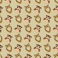 Little Owl Seamless Pattern Design vector