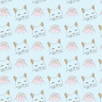 Kawaii Kittens Seamless Pattern Design vector