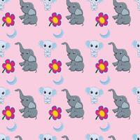 Happy Elephant Seamless Pattern Design vector