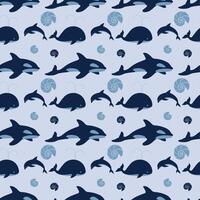 Dolphins In Water Color Seamless Pattern Design vector