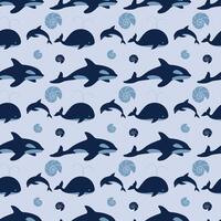 Dolphins In Water Color Seamless Pattern Design vector