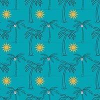 Summer Sun Palm Trees Seamless Pattern Design vector