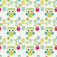 Cartoon Owl Friends Seamless Pattern Design vector